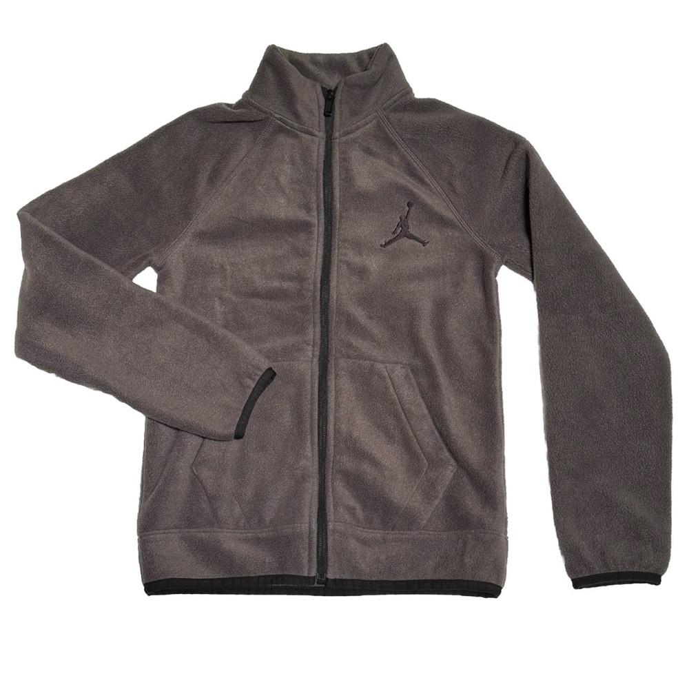 Nike Jordan Fleece Jacket Boys Youth Jumpman Gray Full Zip Rayon Blend Size M